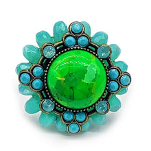 Load image into Gallery viewer, Statement ring in Mohave green turquoise