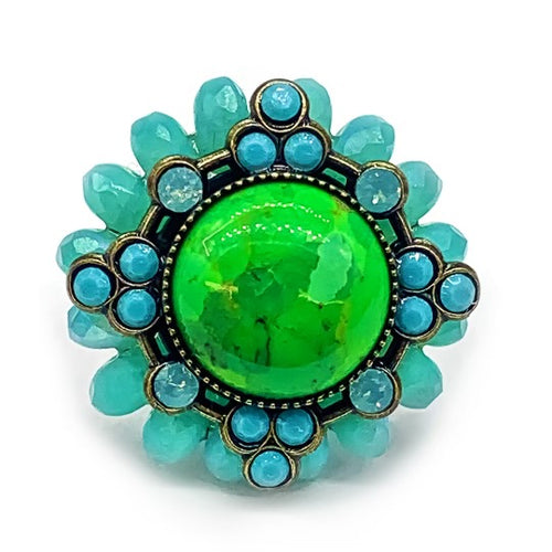 Statement ring in Mohave green turquoise