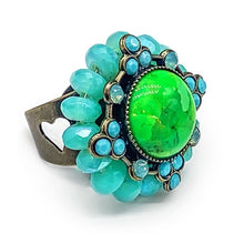 Load image into Gallery viewer, Statement ring in Mohave green turquoise
