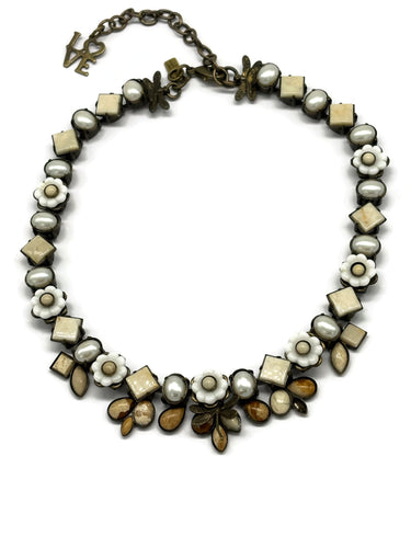 Nk-4 40Th BDAY Flower and multi stone necklace