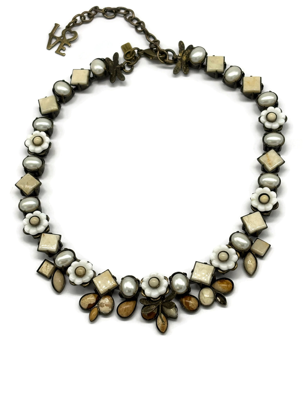 Nk-4 40Th BDAY Flower and multi stone necklace