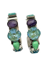 Load image into Gallery viewer, ER-104 40 TH BDAY Multi stone hoops