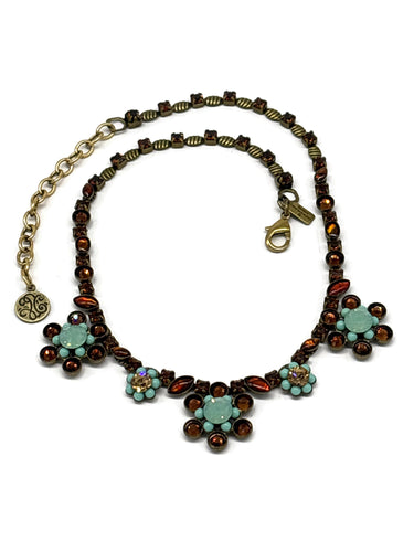 Nk-31 40TH BDAY PO/MT Vintage sparkle flower necklace