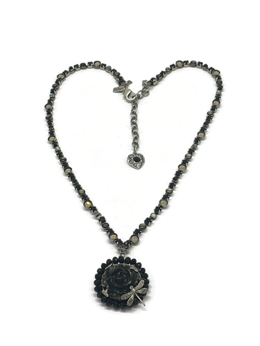 Nk-33 40th BDAY Blk rose necklace