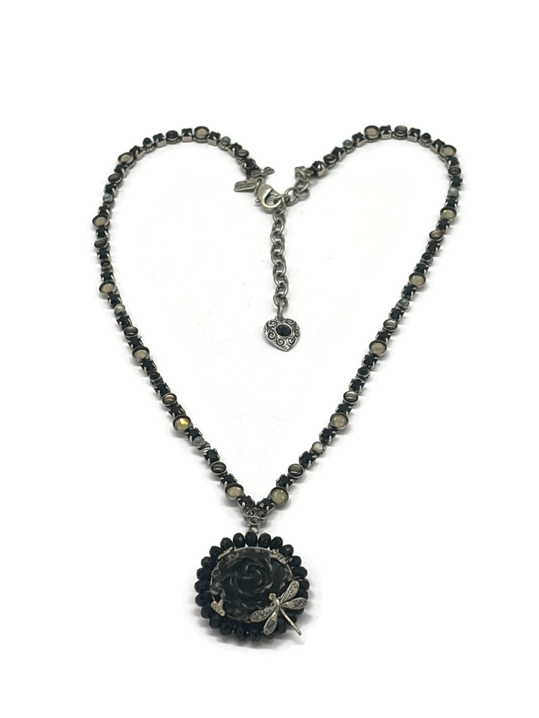 Nk-33 40th BDAY Blk rose necklace