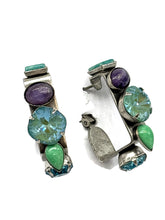 Load image into Gallery viewer, ER-104 40 TH BDAY Multi stone hoops