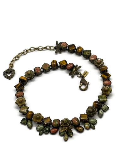 Nk-5 40TH BDAY Flowers and multi stone necklace