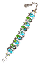Load image into Gallery viewer, &quot;Proud as a Peacock&quot; Up and Down Enameled Peacock Feather Bracelet