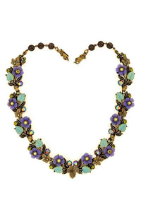 The "Purple Haze" Flowers and Leaves Pewter Statement Necklace