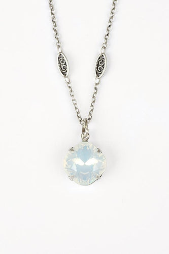 Handmade White Opal  Crystal Pendant Necklace