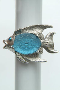 The "By the Sea" Aqua Fish Adjustable Ring