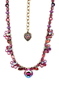 Handmade Classic Pave Necklace in Fuchsia and Amethyst