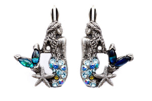 Mermaids with Stone Tail Eurowire Earrings