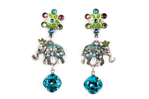 The "Royals" Enamel Star and Right and Left Elephant Drop Earrings