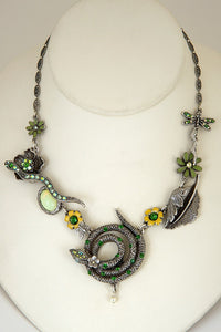 The "Garden of Eden" Asymmetrical Flowers and Serpents Necklace