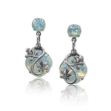 Load image into Gallery viewer, Garden Party right and left vine earrings in white opal or rose water opal.