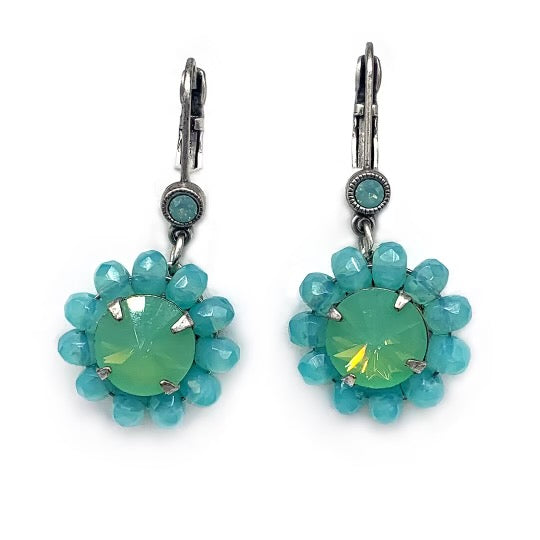 Green opal and turquoise opal bead drop earring Er-2