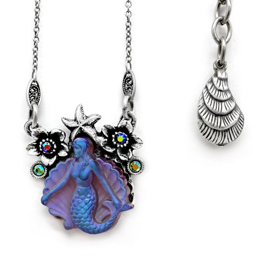 Mermaid cameo necklace in Purple La Contessa by Mary DeMarco