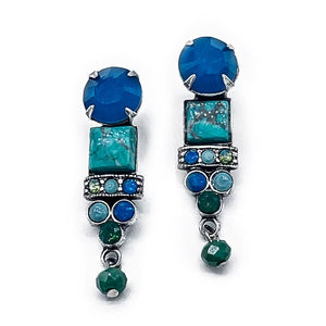 Mosaic stone and crystal earrings.