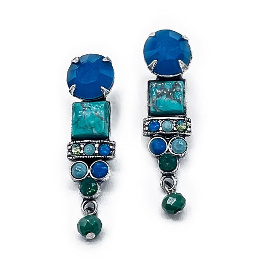 Mosaic stone and crystal earrings.