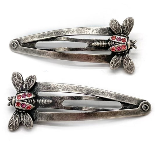 Ladybug dragonfly hair pins sold as a pair
