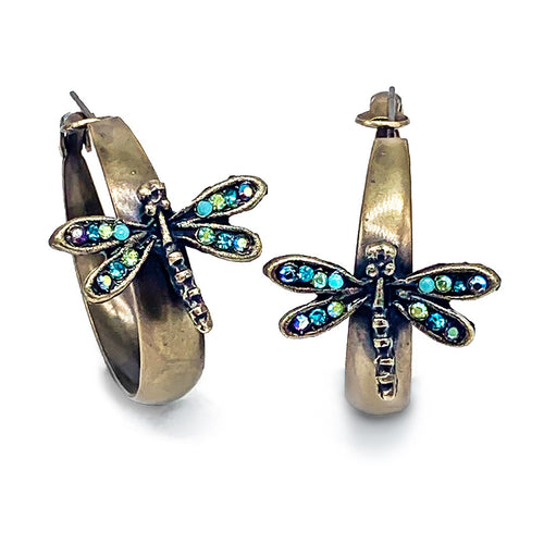 Hoop earrings with dragonfly