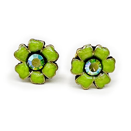 Flower post enamel earring