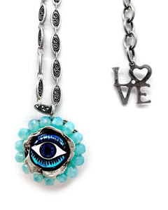 Evil eye beaded pendant