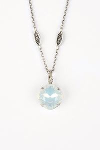 White opal Swarovski crystal pendant