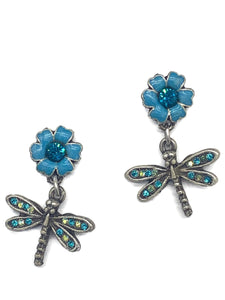 Dragonfly and flower earrings ER-9164