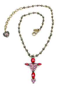 Valentine heart cross necklace
