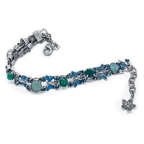 Dragonfly bracelet in blues and greens