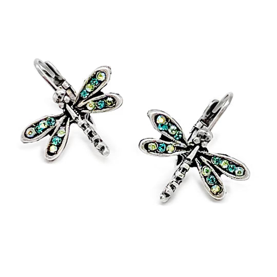 Dragonfly earrings on euro wire