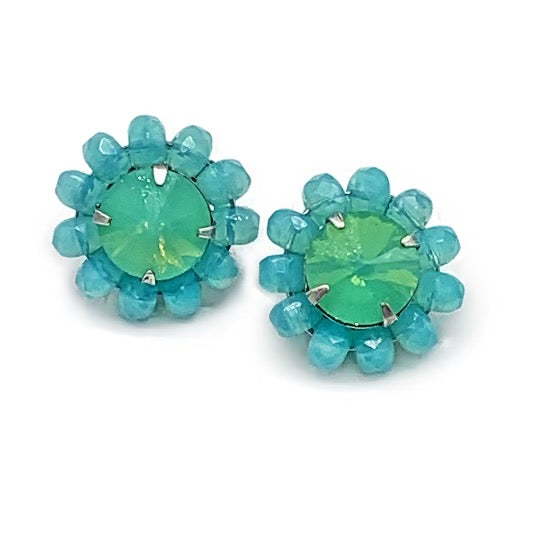 Green and turquoise opal stud earring Er-3