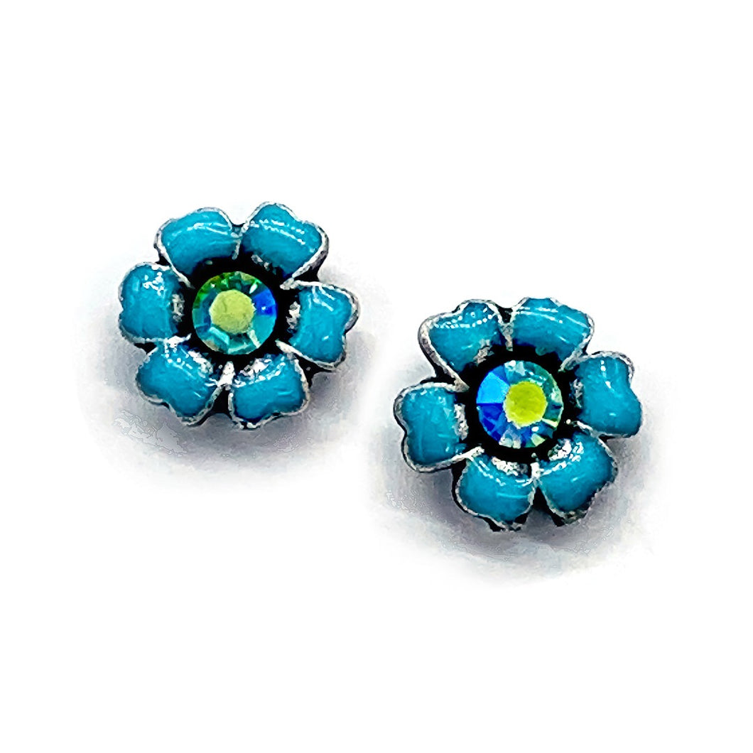 Flower enameled post earrings