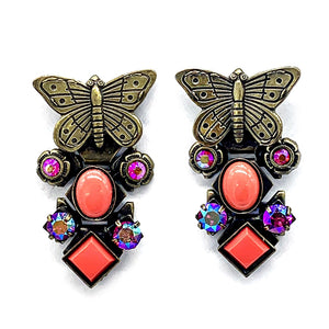 Butterfly post drop earrings