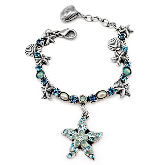 Starfish charm bracelet in pacific opal sea colors