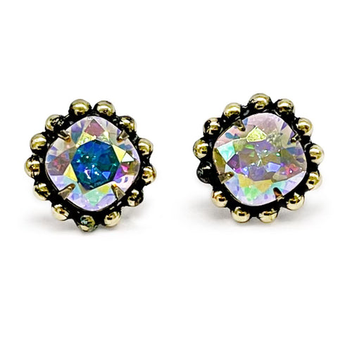 Cushion Cut Aurora Borealis post earring